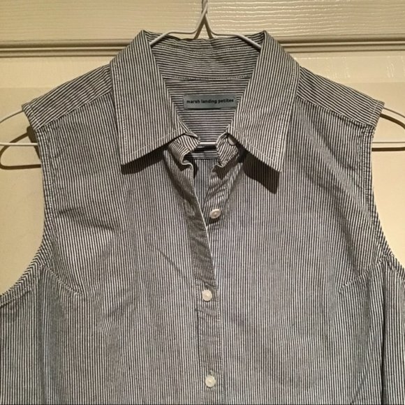 Marsh Landing 6 Petite Chambray Sleeveless dress, cute summer dress 6P - Picture 3 of 4